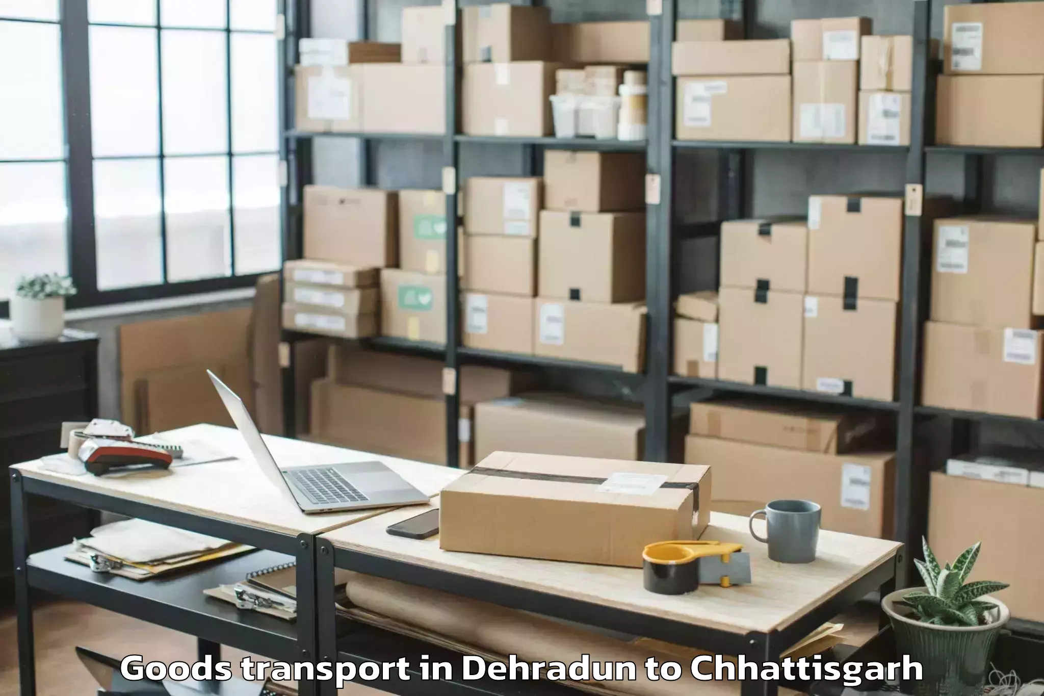 Hassle-Free Dehradun to Bhopalpattnam Goods Transport